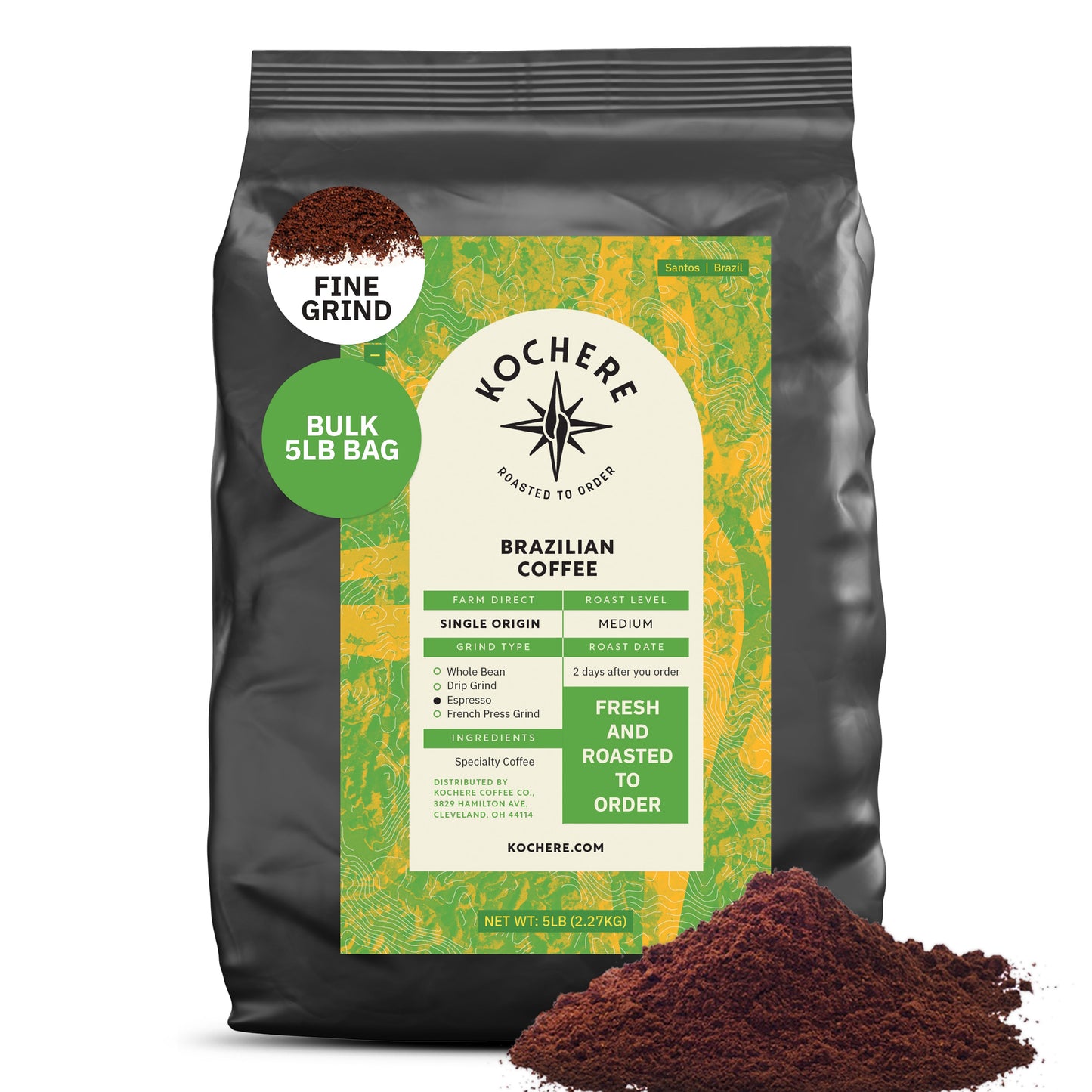 Kochere Coffee Brazilian Santos Medium Roast - Smooth, Elegant, Cocoa Notes