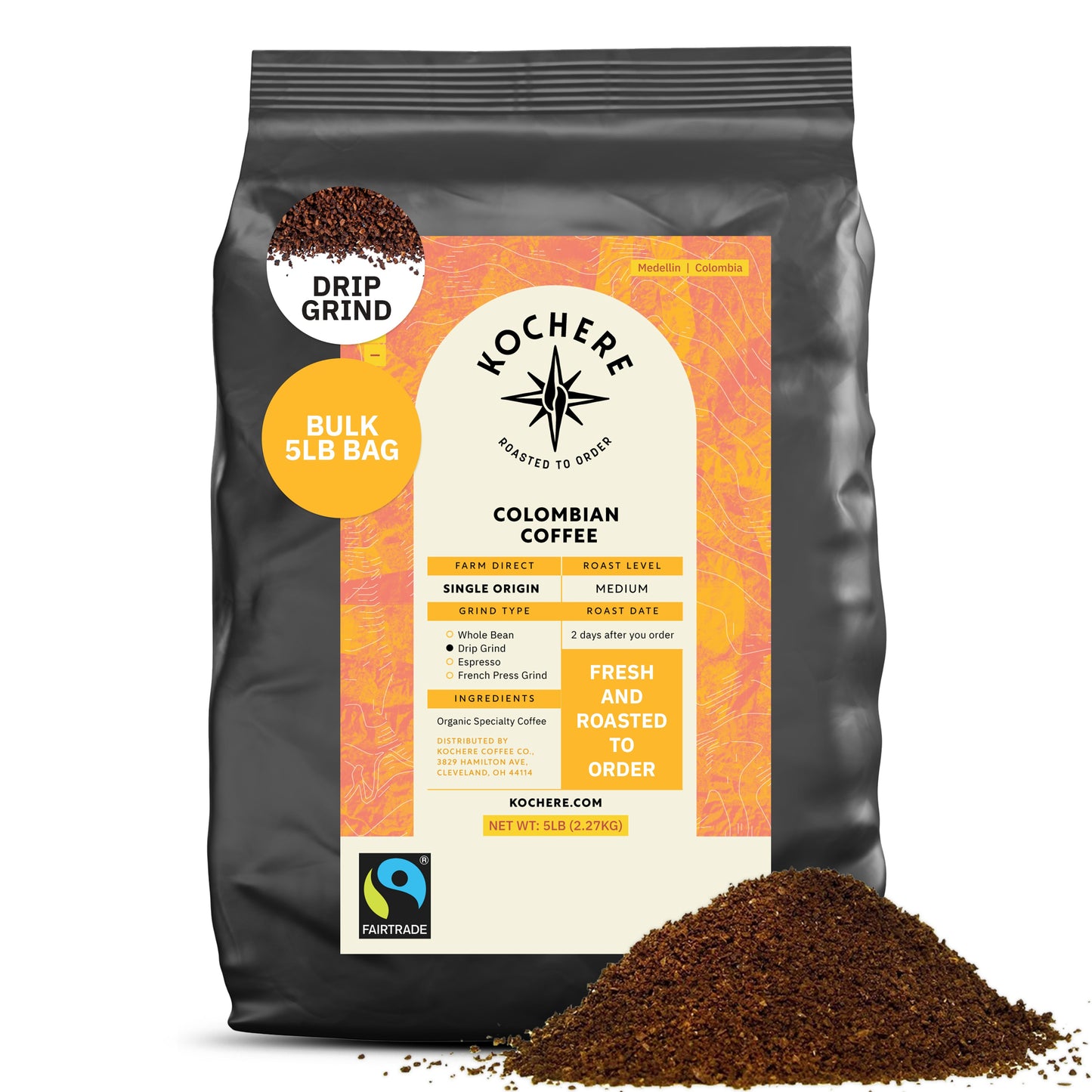 Kochere Coffee Colombian Medellin Single Origin Medium Roast - Dried Orange, Berry Notes