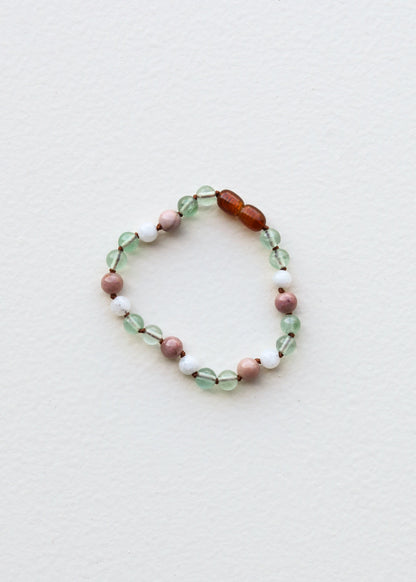 Fluorite + Moonstone + Rhodonite || Natural Gemstone Anklet or Bracelet