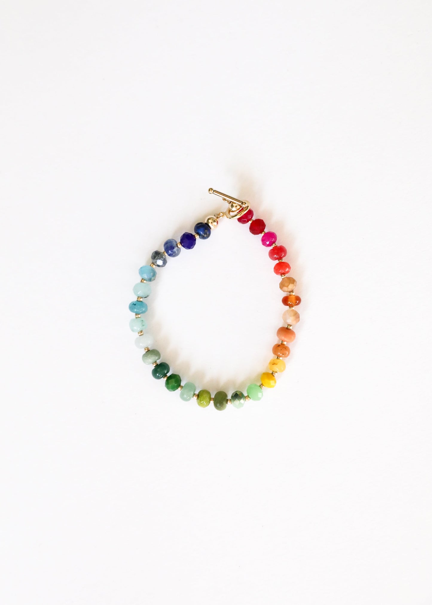 Natural Gemstone Bracelet + 14k Gold Filled Toggle : Key West