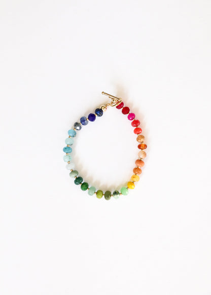 Natural Gemstone Bracelet + 14k Gold Filled Toggle : Key West
