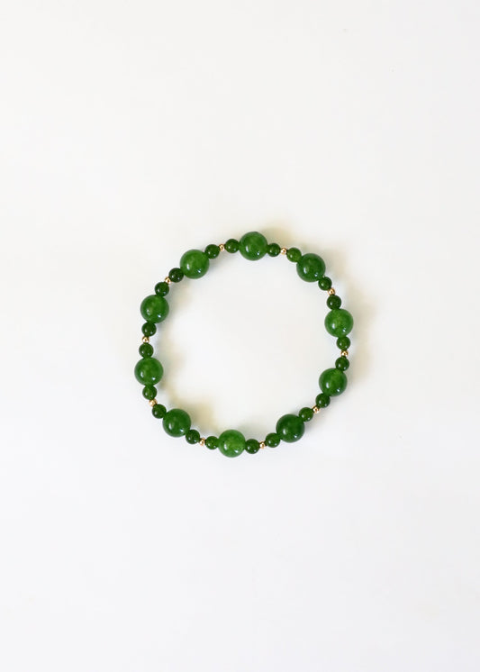 Green Jade + 14k Gold Filled || Stretch Bracelet