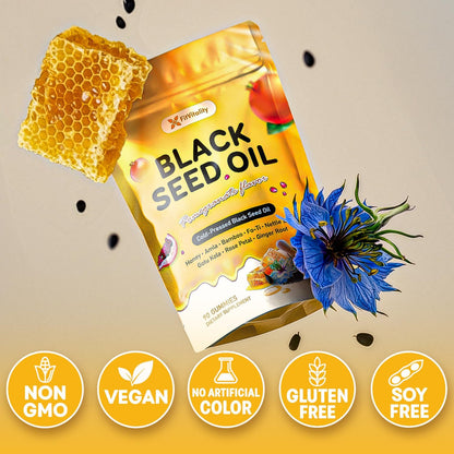 Black Seed Oil Gummies | Hair, Skin & Nail Nourishment | Pomegranate Flavor