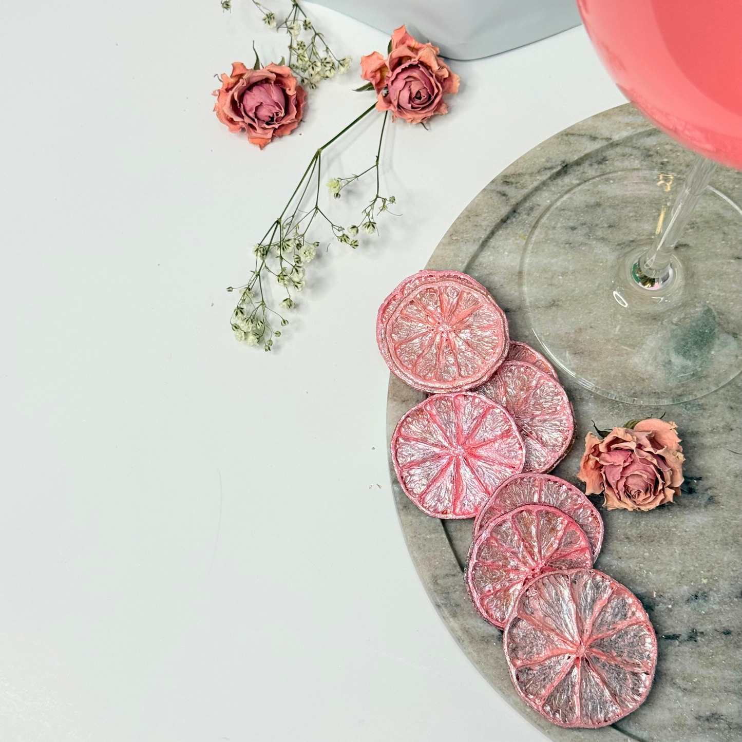 Sparkle Pink Luster Dust Dried Decorative Lime Garnish