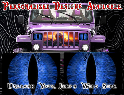 blue cat  Eye decals for YJ or 5x7 headlights