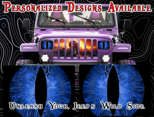 blue cat  Eye decals for YJ or 5x7 headlights