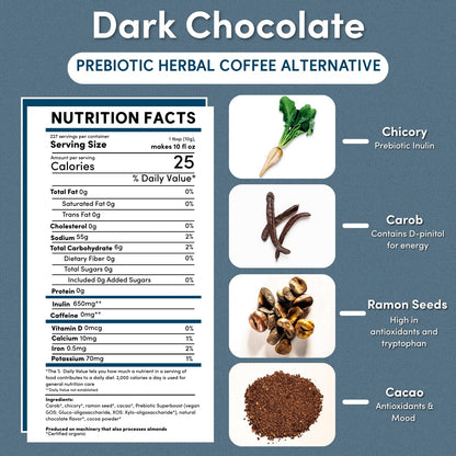 Dark Chocolate Prebiotic SuperBoost Herbal Coffee
