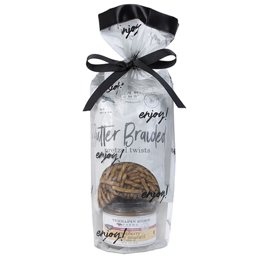 Everyday Grab and Go Giftset with Raspberry Honey Mustard Pretzel Dip and Butter Braided Pretzels