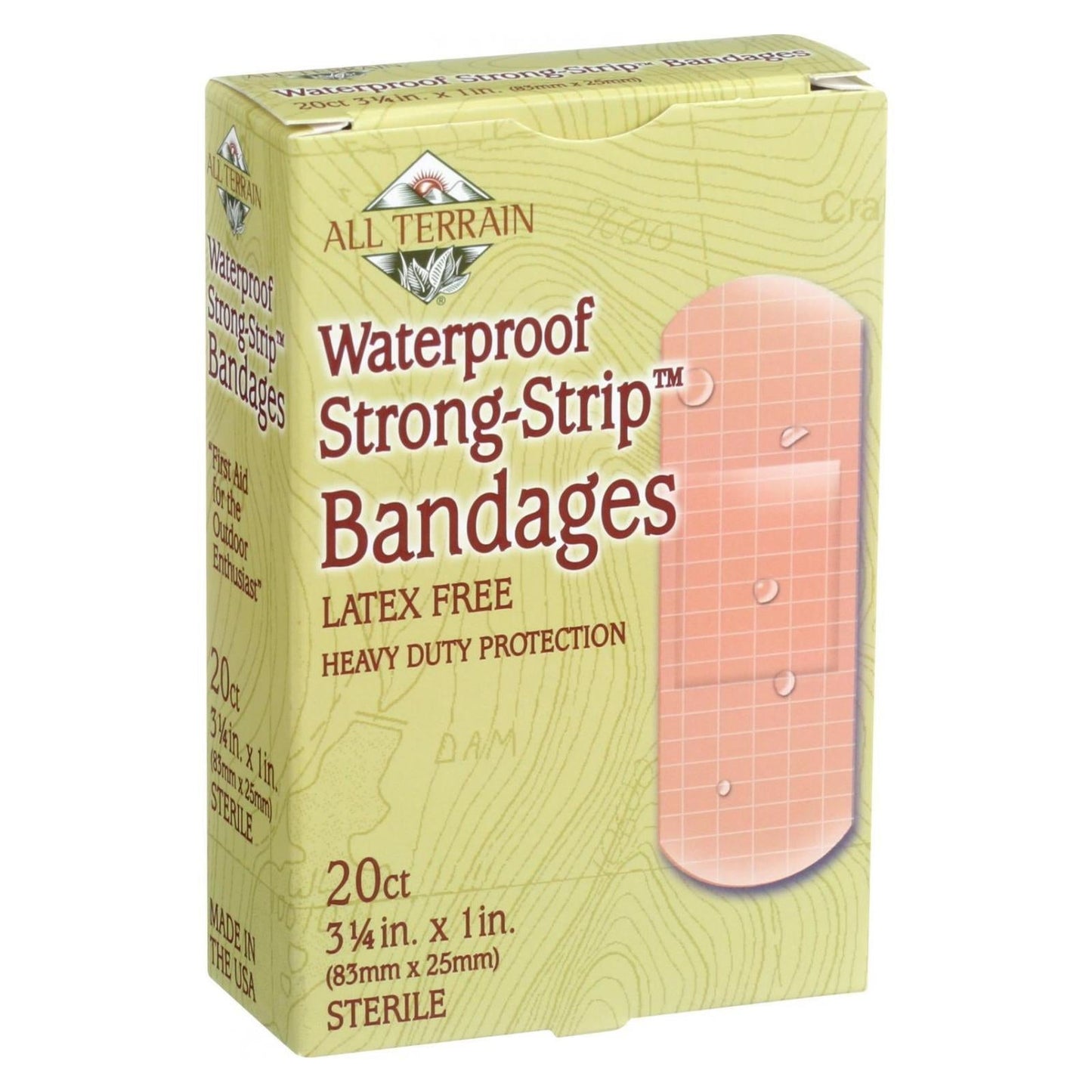 All Terrain Waterproof Bandages, 1" Strong Strip, 20 Ct