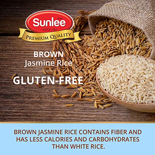 Sunlee Brown Jasmine Rice - 5 lbs Long Grain Brown Rice, Fragrant Aroma, Great for Vegans & Vegetarians, Naturally Gluten-Free