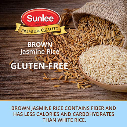 Sunlee Brown Jasmine Rice - 5 lbs Long Grain Brown Rice, Fragrant Aroma, Great for Vegans & Vegetarians, Naturally Gluten-Free