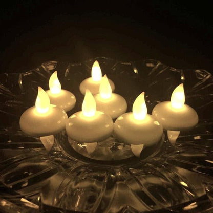 6/12PCS Floating Candle Lights LED Floating Candles Flameless Tea Lights Warm Yellow Battery Operated Waterproof Decoration for Wedding Thanksgiving Christmas Waterproof Flameless on Water Candles LED Tea Light Wedding Party Decorative