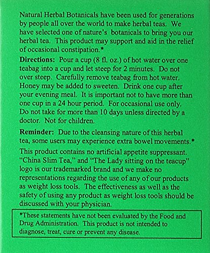 China Slim Tea Super Slim Dieter's Delight All Natural 18 Tea Bags