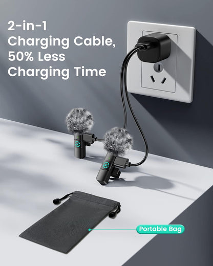 Wireless Lavalier Microphone Set: Clear Audio for iPhone, Video, Interviews & Vlogs