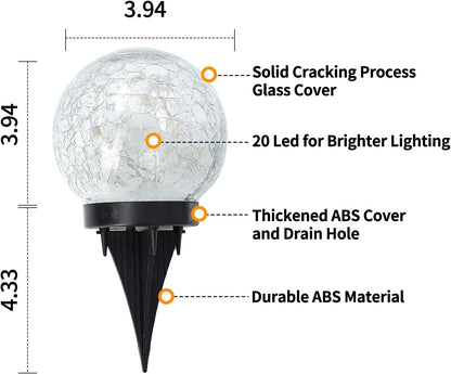 6 Pack Solar Globe Lights Outdoor Waterproof