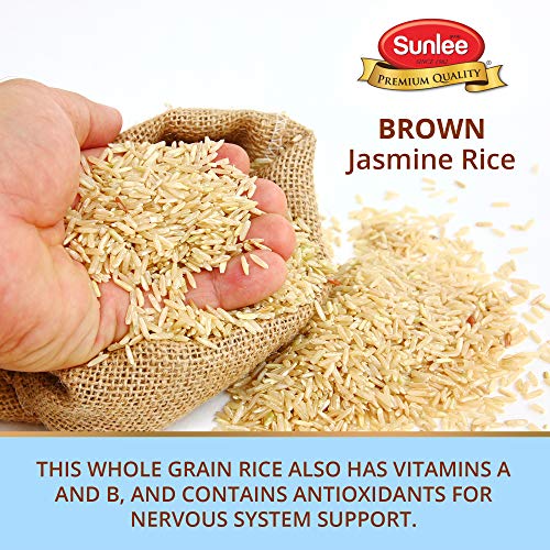 Sunlee Brown Jasmine Rice - 5 lbs Long Grain Brown Rice, Fragrant Aroma, Great for Vegans & Vegetarians, Naturally Gluten-Free