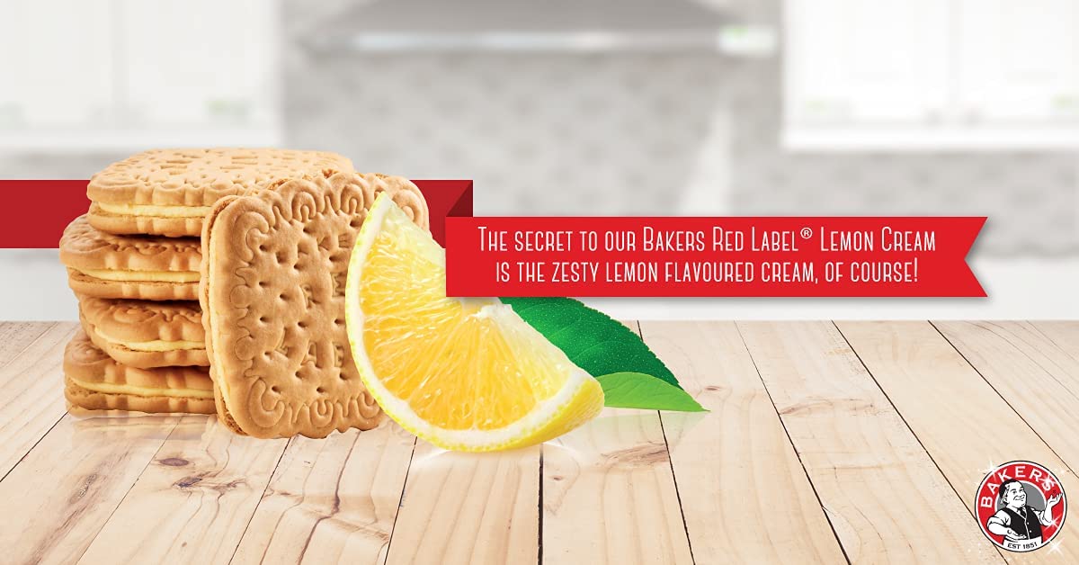 Bakers Red Label Lemon Creams Biscuits (200g) - Pack of 2