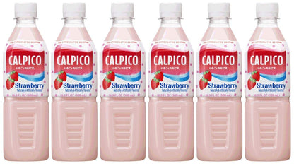 CALPICO Strawberry, Non-Carbonated Drink, Japanese Beverage Contains Strawberry Juice Concentrate, Sweet and Tangy Asian Drink, 16.9 FL oz. (Pack of 6)