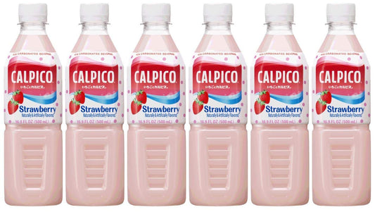 CALPICO Strawberry, Non-Carbonated Drink, Japanese Beverage Contains Strawberry Juice Concentrate, Sweet and Tangy Asian Drink, 16.9 FL oz. (Pack of 6)