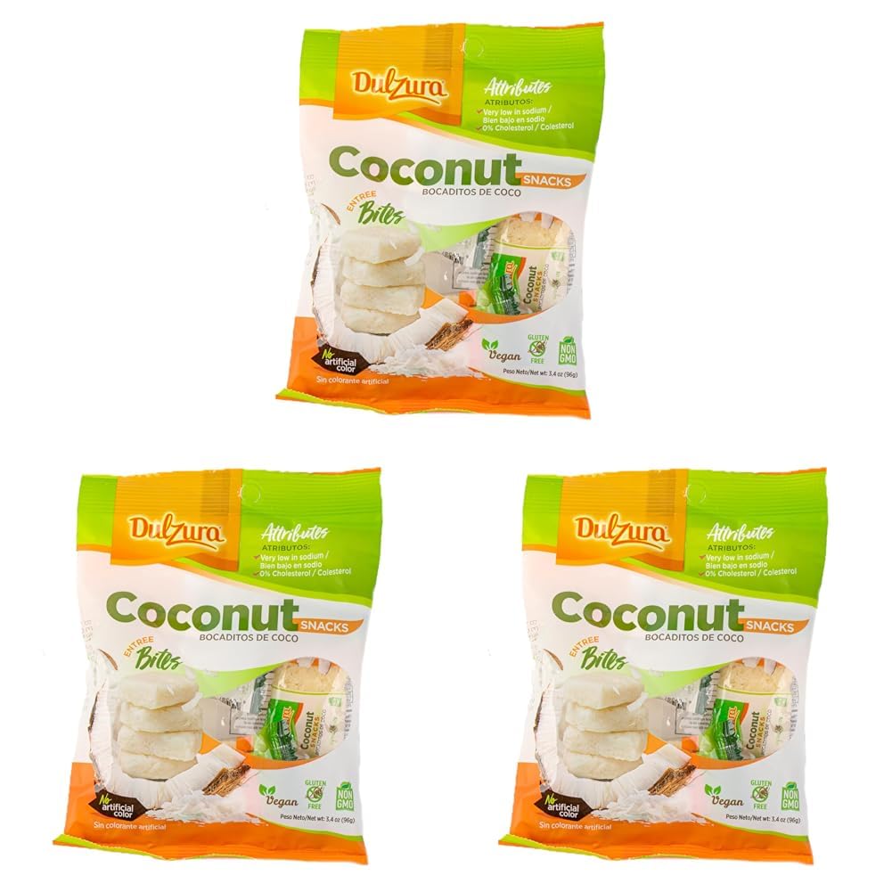 Dulzura Coconut Snacks - Light and Flaky Coconut Treats - 3.4 oz (Pack of 1)
