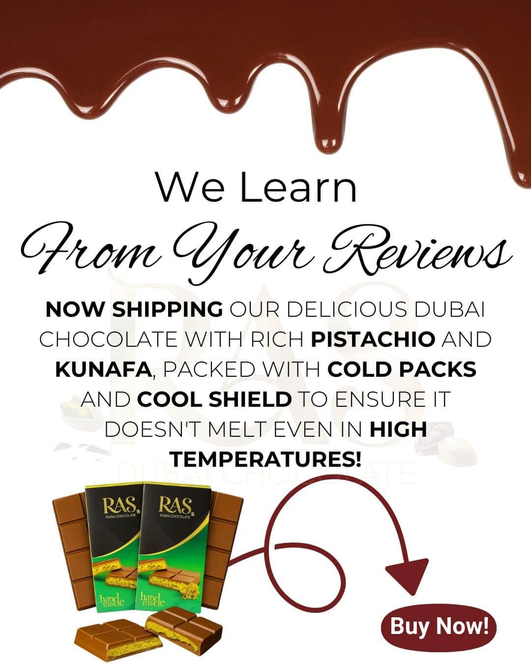 Dubai RAS Chocolate Bar - Viral Pistachio Knafeh Belgian Chocolate (95g)