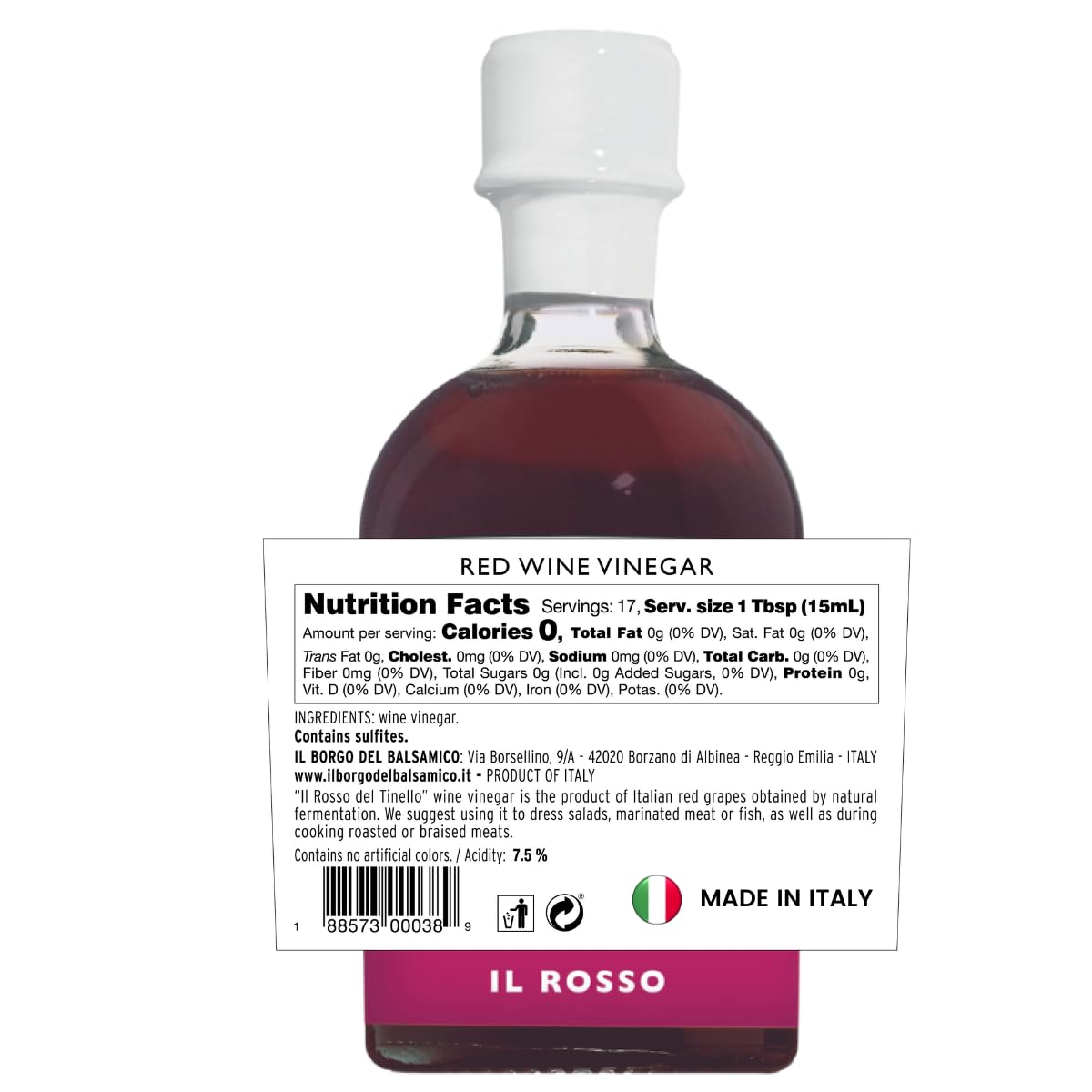 IL TINELLO, Red Wine Vinegar Aceto di Vino Rosso, (8.45 fl oz) 250ml