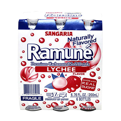 Sangaria Ramune, 6.76 Fluid Ounce (Lychee, 6 Bottles)
