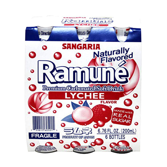 Sangaria Ramune, 6.76 Fluid Ounce (Lychee, 6 Bottles)