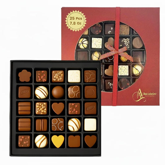 Andy Anand Gourmet Belgian Chocolate Bonbons Gift Box, 25 pc – Assorted Bon Bon Collection, European Craftsmanship, Birthday & Holiday Gift