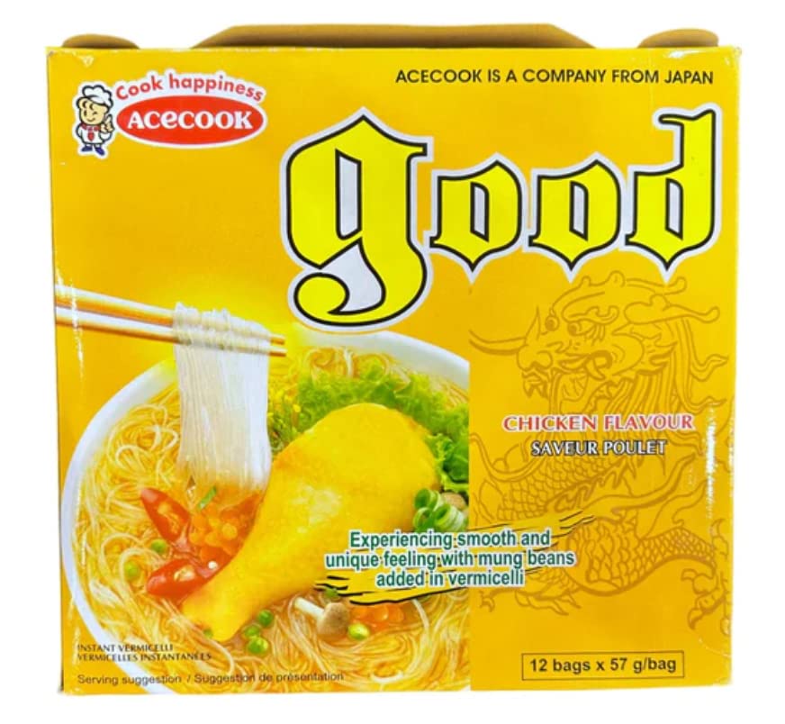 Good Instant Rice Noodle - Acecook Phu Huong Instant Vermicelli Noodles (12 Pack, Total of 24oz) (Chicken)