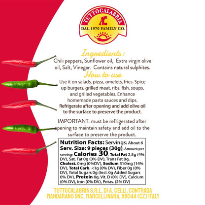 TuttoCalabria Whole Calabrian Hot Chili Peppers, 10 oz