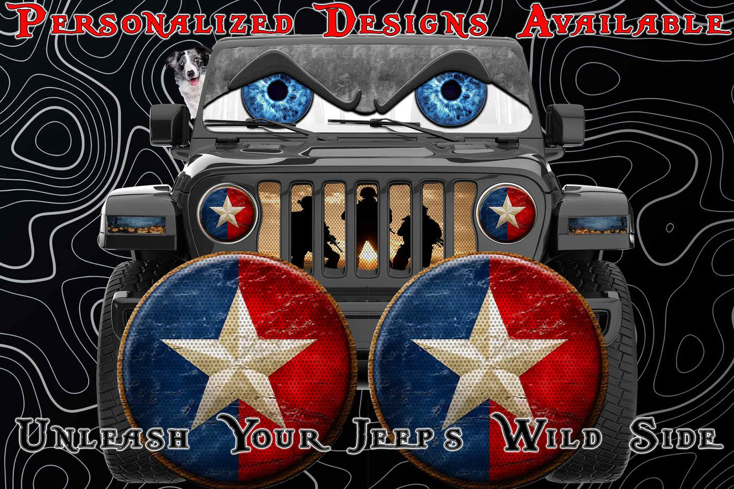 Texas round headlight decals