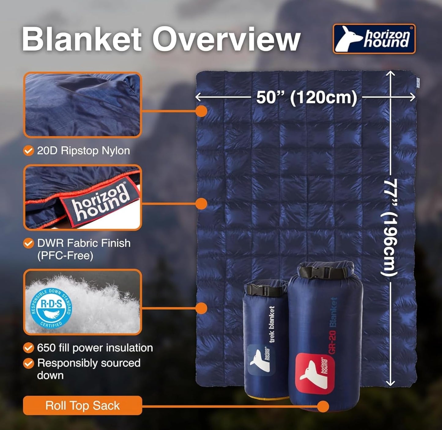 down Camping Blanket - Outdoor Travel Quilt | Sustainable, Insulated, Lightweight & Warm Gear for Sleep, Camping, Stadium, Hiking & Festivals | Water Resistant, Packable & Compact