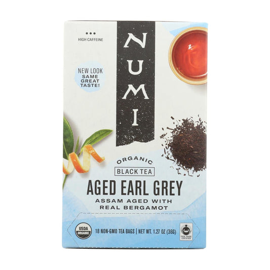 Numi Aged Earl Grey Tea, Bergamot, 18 Bags, Case of 6