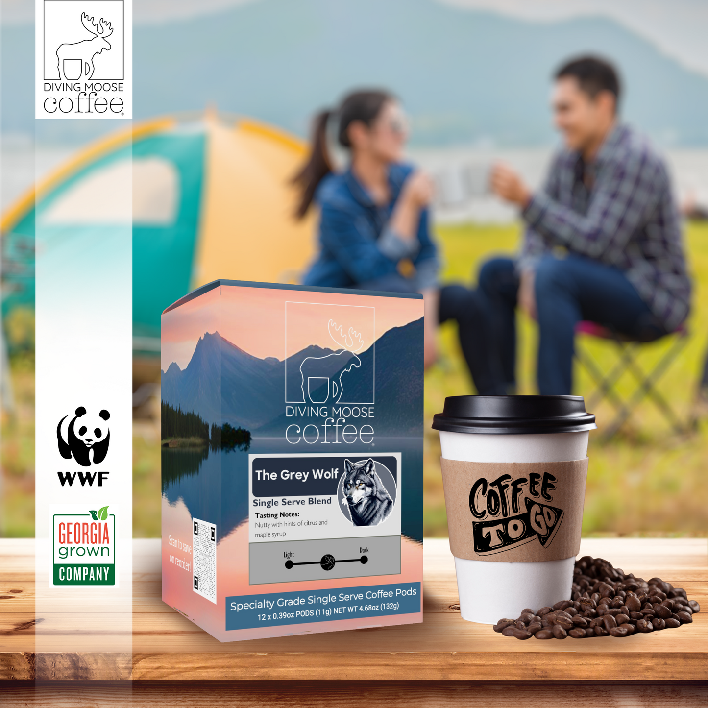 The Grey Wolf – 12 Single Serve Coffee Pods Medium Roast Blend