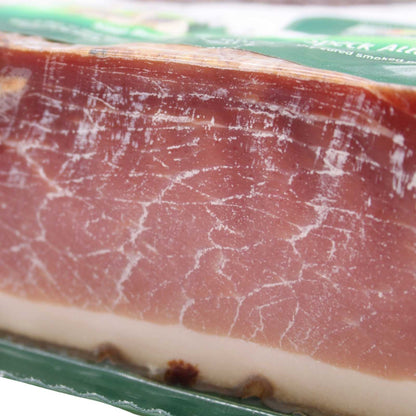 Speck, 6 lbs +/- (4lbs - 6lbs/piece) ,Seasoned and Smoked Italian Ham, Cured in the European Alps Mountains, Alto Adige IGP, Boneless and Ready to Slice, Best sliced paper thin with slicer, (Not Prosciutto), Weight approx. 6 lbs, by Moser Tirolinger brand
