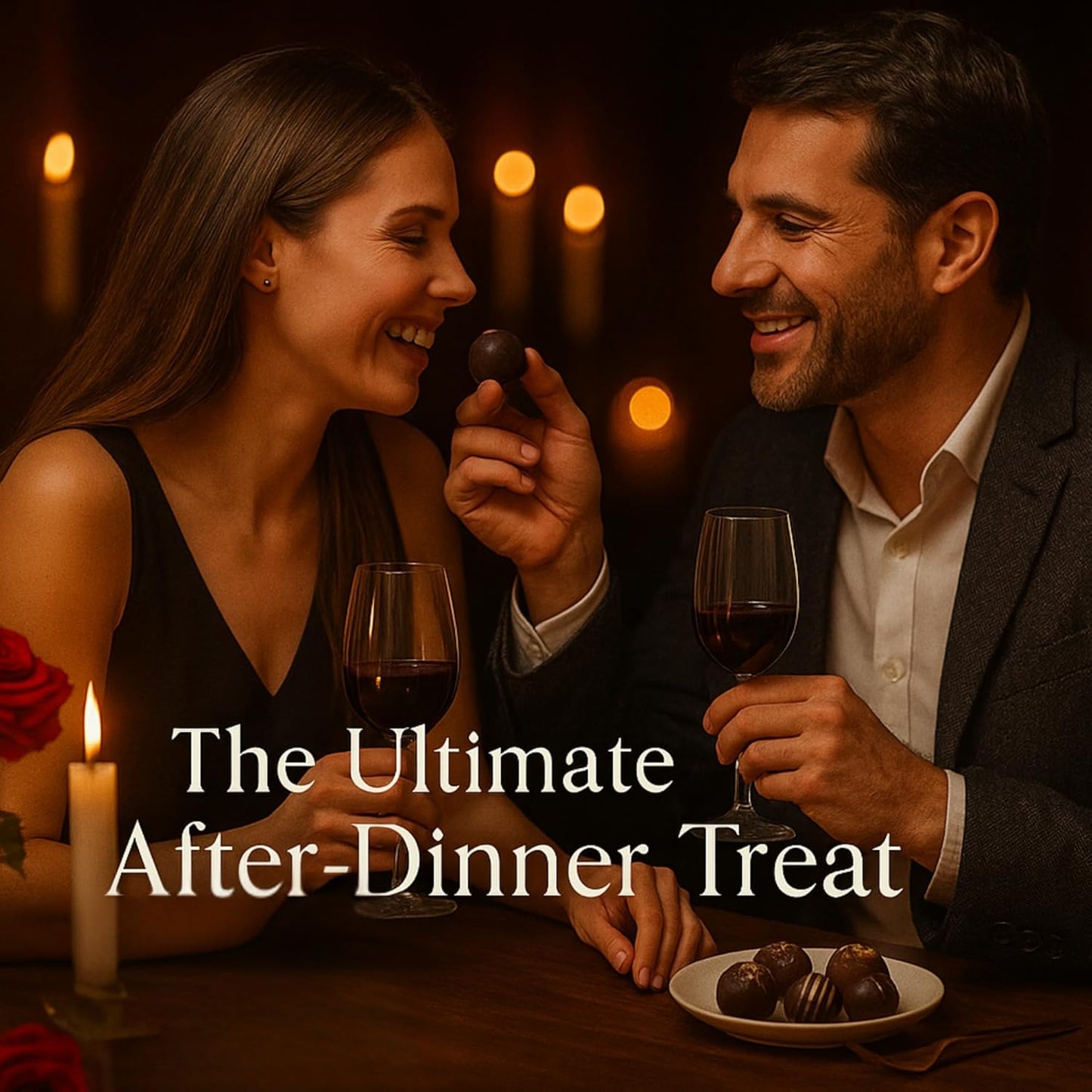 Andy Anand Chocolatier Gluten Free Belgian Dark Chocolate Truffles Gift Box - All-Natural Champagne, Rum, Amaretto, & Black Forest Flavors, Dark Chocolate Liqueur Center Filled Truffles (16 Pcs, 8 Oz)