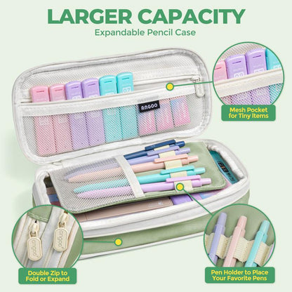 Nicpro 50 Pack Aesthetic School Supplies with Pen Case, 5 Quick Dry Retractable Black Ink Pens, 12 Pastel Highlighters, 6 Pastel Mechanical Pencil Set 0.5 & 0.7 & 0.9 & 2.0 Mm for Students Stationary