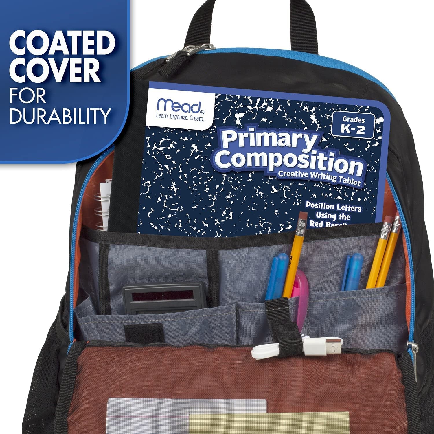 Primary Composition Book, Primary Ruled Journal, Grades K-2, 7-1/2" X 9-3/4", 100 Sheets, Blue Marble (09902)