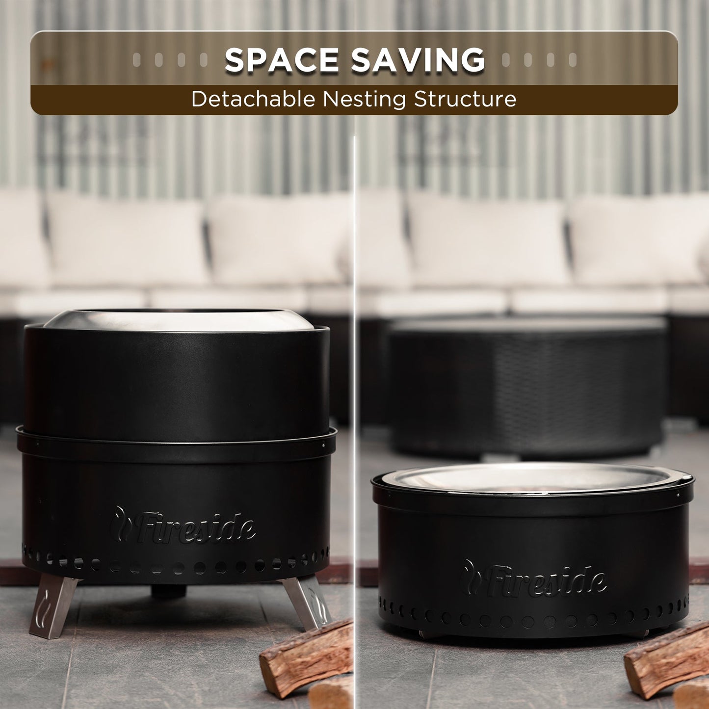 Pluto R19-PG Smokeless Outdoor Fire Pit - Painted Black