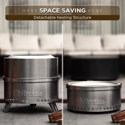 Pluto R19-SS Smokeless Outdoor Fire Pit -  Stainless Steel