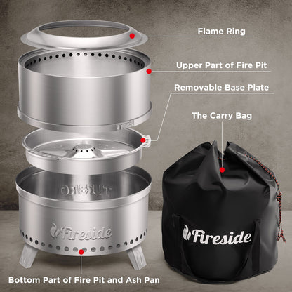 Pluto R19-SS Smokeless Outdoor Fire Pit -  Stainless Steel