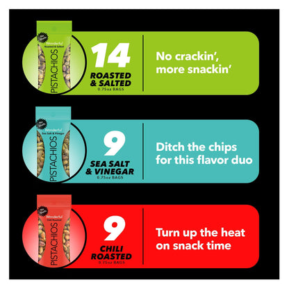 Wonderful Pistachios No Shells - Viral Flavors Variety Pack, Premium Roasted (6.75 oz)