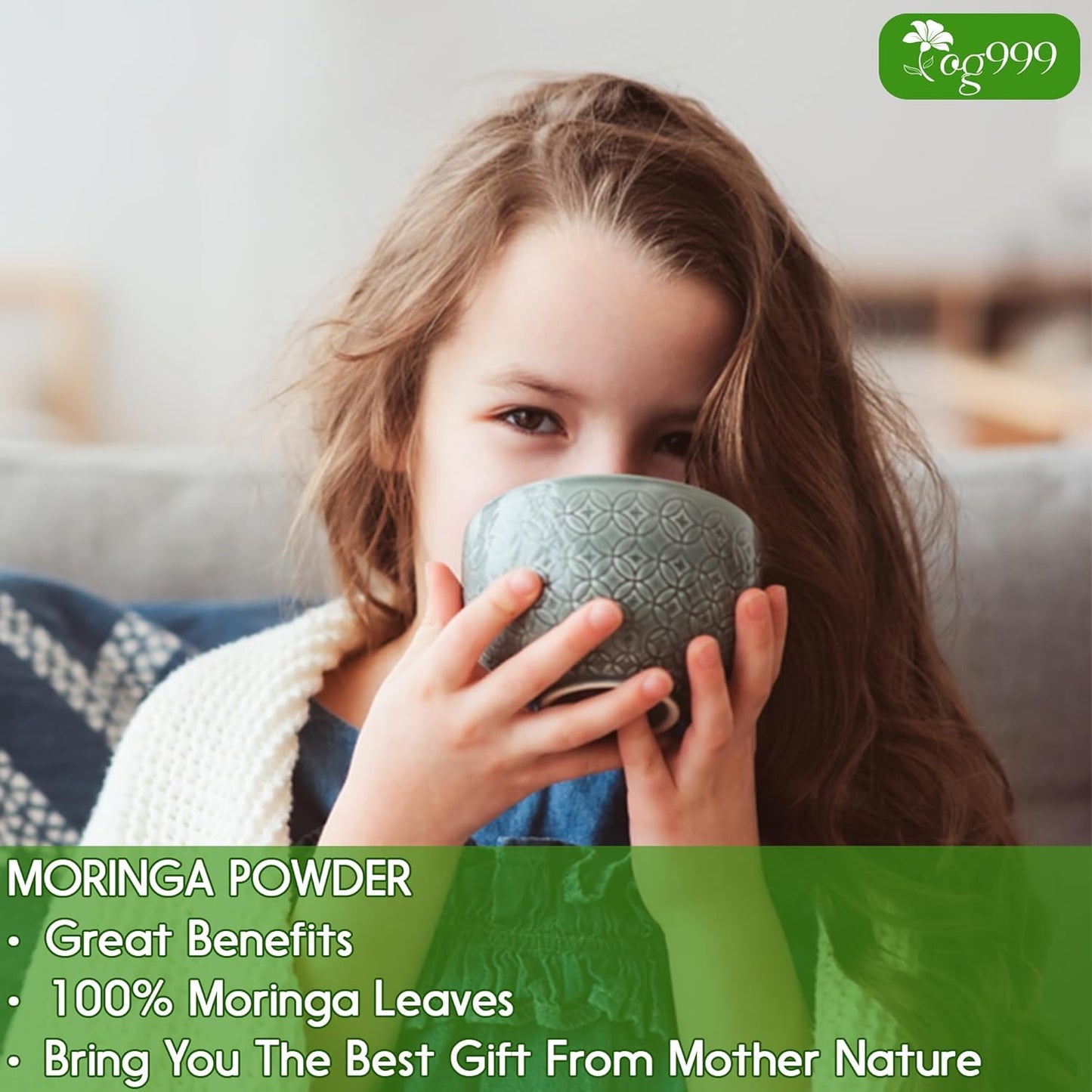 Premium 16oz Moringa Leaf Powder, 100% Natural and Pure from Moringa Leaves, No Additives, No Gluten, No Sugar, Vegan