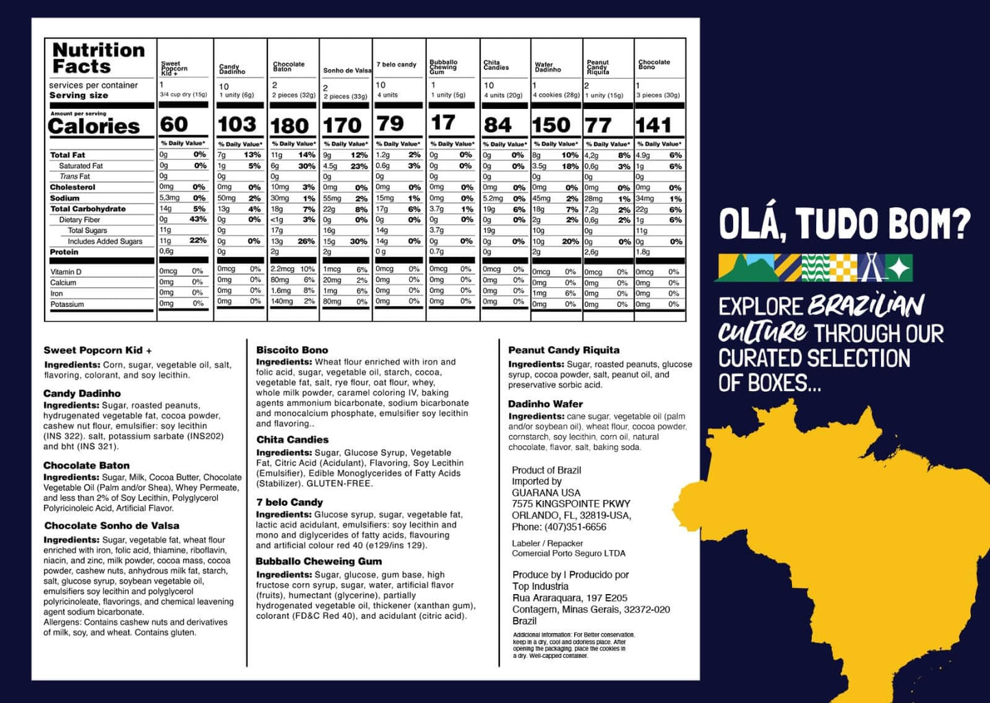 TikTok Viral Brazilian Candy Variety Box - 40 Authentic Treats & Chocolates