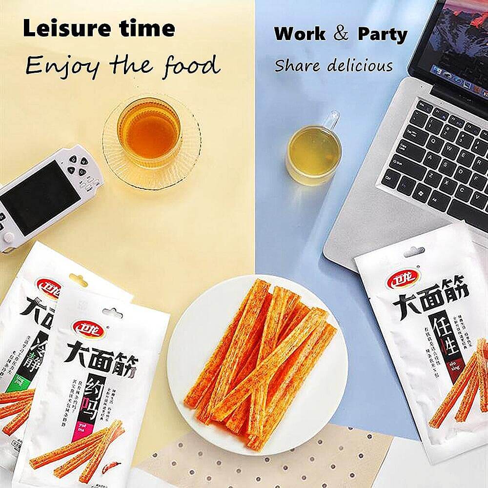 TikTok Viral - Chinese Latiao Spicy Gluten Strips, Authentic Vegan Snack 5.5oz | Wei Long