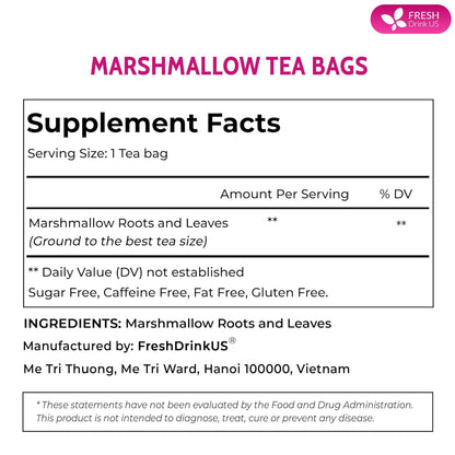 Premium Marshmallow Root and Leaf Tea Bags, 100% Natural & Pure.