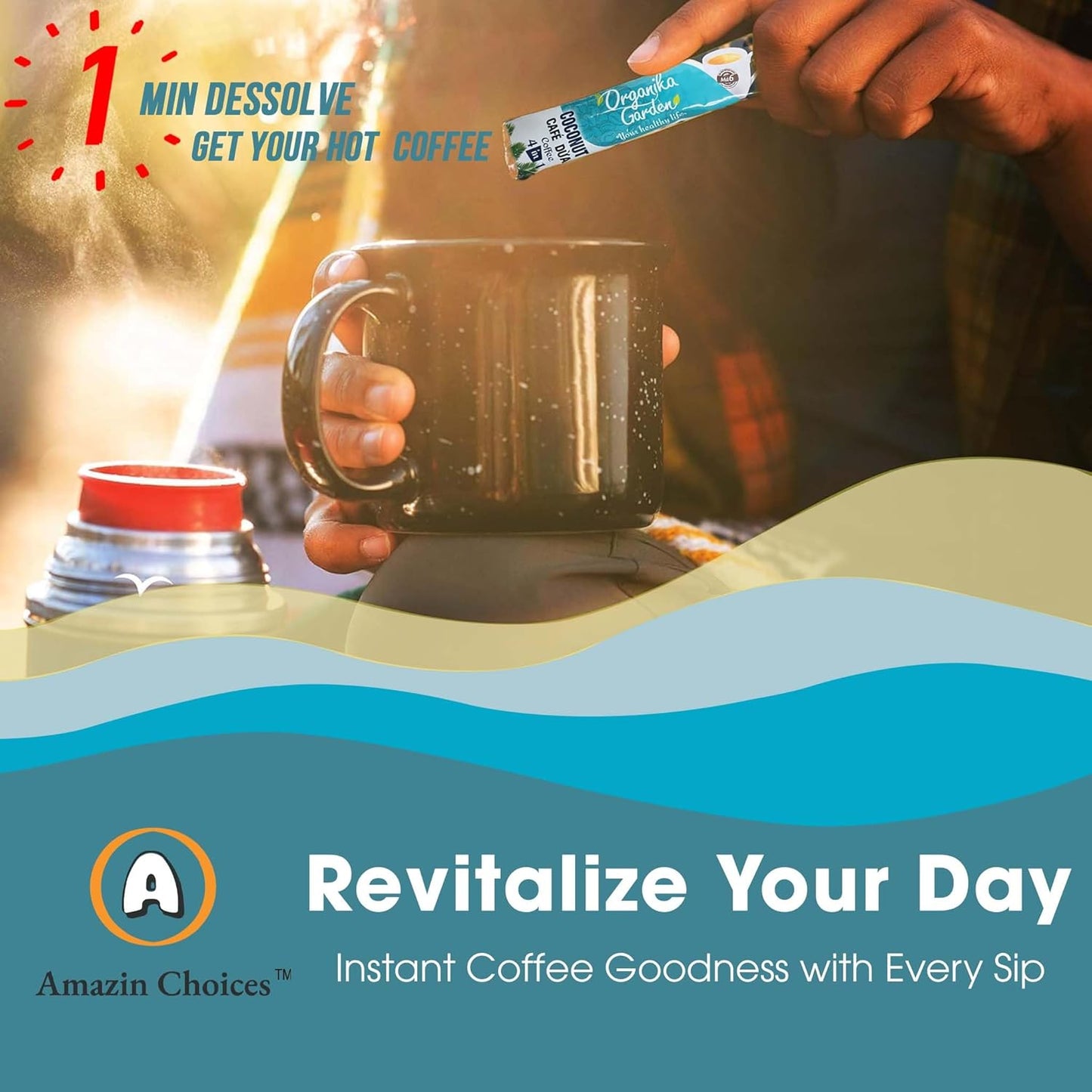 Amazin Choices Coconut Instant Coffee 4-in-1. 0.63 oz., 15 ct.