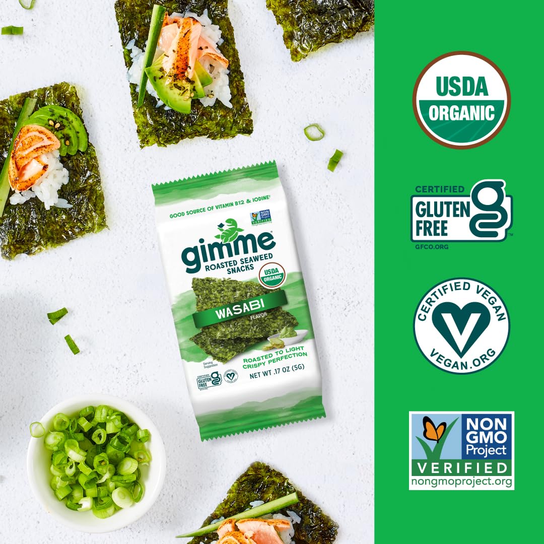 Viral gimMe Organic Roasted Seaweed Snacks - TikTok Famous Healthy Snack | Product of Korea