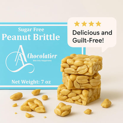 Andy Anand Sugar-Free Peanut Brittle, 1 lb – Vegan, Keto-Friendly, No Added Sugar, Old-Fashioned Handmade Snack – Birthday & Holiday Gift